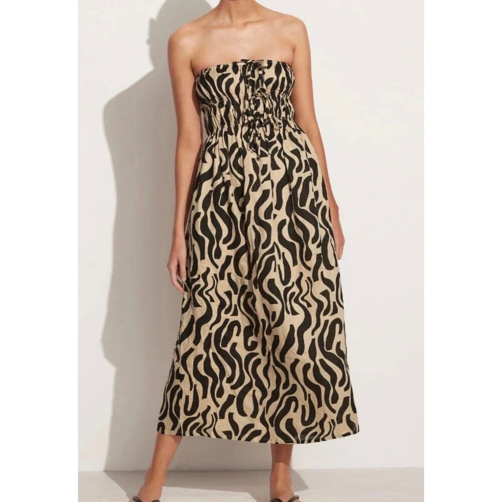 Anthropologie Faithfull The Brand Contessa Dress Strapless  Linen  Size 2